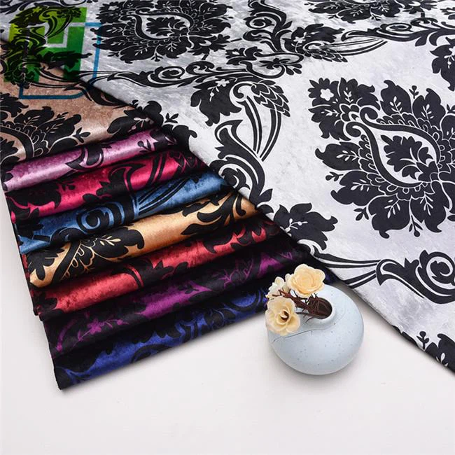 Damask design digital printing velvet  