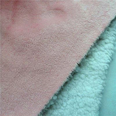 Bonded coral and sherpa fleece fabric (4) Bonded coral and sherpa fleece fabric (4)