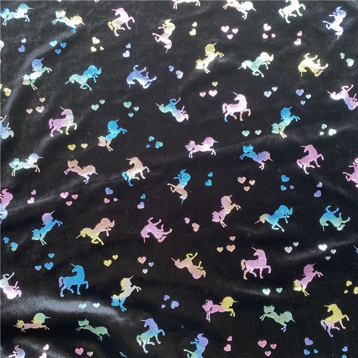 Unicorn Print Velvet Fabric