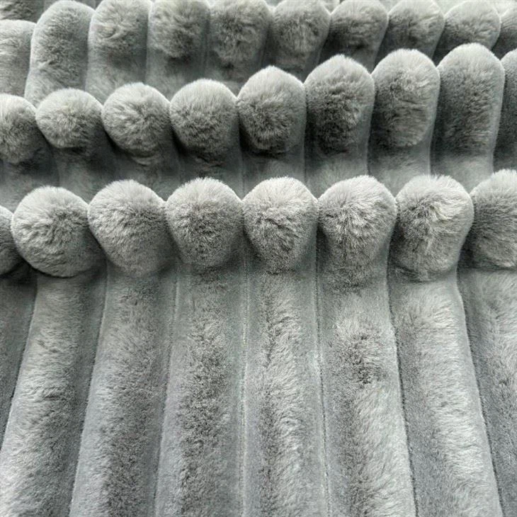 100%polyester Striped Rabbit Faux Fur Fabric